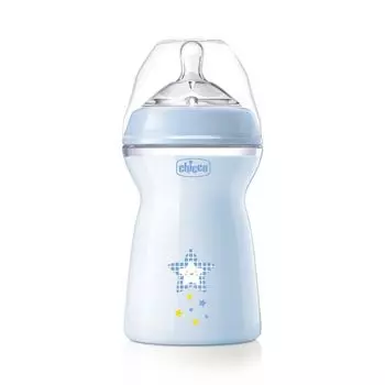 Бутылочка с силиконовой соской с флексорами голубая от 6 мес. Natural Feeling Chicco/Чикко 330мл
