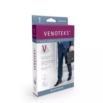 Чулки компрессионные до колена 1C156 класс компрессии 1 черный-ромбик Venoteks/Венотекс р.M