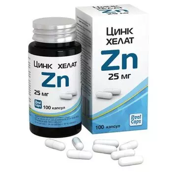 Цинк хелат 25мг RealCaps капсулы 326мг 100шт