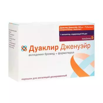 Дуаклир Дженуэйр порошок для ингаляций дозированный 340мкг+11,8мкг/доза 60 доз