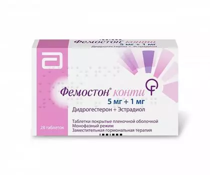 Фемостон 1/5 конти таблетки п/о плен. 5мг+1мг 28шт