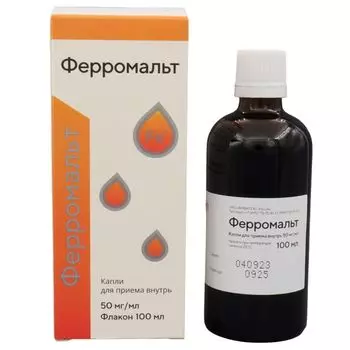 Ферромальт капли для приема внутрь 50мг/мл 100мл