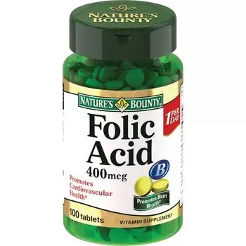 Фолиевая кислота Nature's Bounty/Нэйчес баунти таблетки 400мкг 100шт