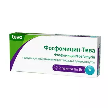 Фосфомицин-Тева гранулы для приг. раствора для приема внутрь пак. 3000мг 8г 2шт