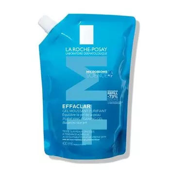 Гель для чувствительной жирной кожи лица и тела очищающий пенящийся Effaclar La Roche Posay/Ля рош позе сменный блок 400мл