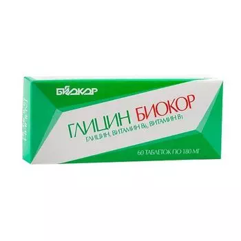 Глицин с витаминами В1 и В6 Биокор таблетки 0,18г 60шт