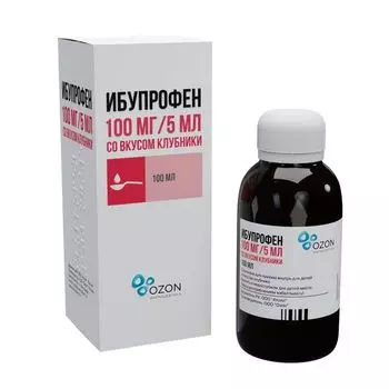 Ибупрофен для детей клубничный с мерной ложкой суспензия для приема внутрь 100мг/5мл 100мл