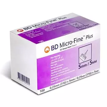 Иглы для шприц-ручки одноразовые 31G Micro-Fine Plus BD/БиДи 0,25x5мм 100шт (320590)