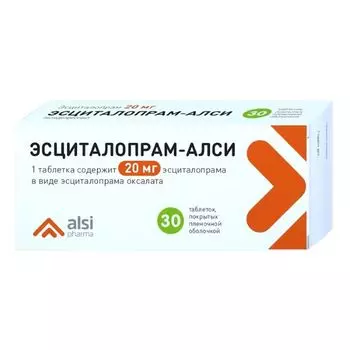 Эсциталопрам-Алси таблетки п/о плен. 20мг 30шт