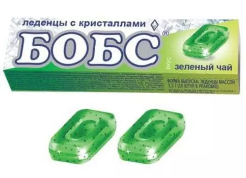 Карамель леденцовая со вкусом зеленого чая с мятными кристаллами Бобс 3,5г 10шт