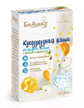Каша сухая на козьем мололоке кукуруза с яблоком и абрикосом обогащенная витамаминами, минералами и инулином Беллакт 200г
