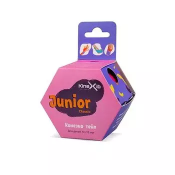 Тейп кинезио адгезивный восстанавливающий розовый для детей 10-13 лет Junior Classic Kinexib 4см х 4м