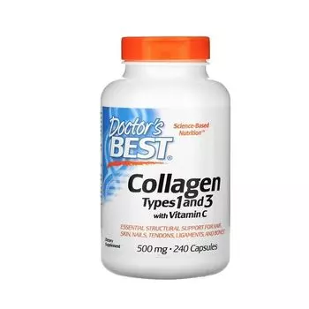 Коллаген 1 и 3 типа с витамином С Doctor's Best/Доктор Бэст капсулы 810мг 240шт
