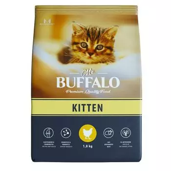 Корм сухой для котят курица Kitten Mr.Buffalo 1,8кг