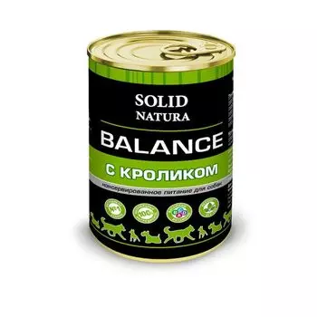Корм влажный для собак кролик Balance Solid Natura жестяная банка 340г