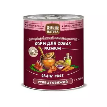 Корм влажный для собак рубец говяжий Premium Solid Natura жестяная банка 240г