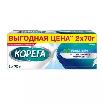 Крем для фиксации зубных протезов экстра сильный мятный Corega/Корега 70г 2шт