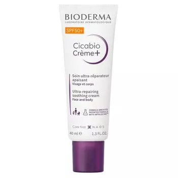 Крем для лица и тела восстанавливающий успокаивающий уход SPF50+ Creme+ Cicabio Bioderma/Биодерма туба 40мл
