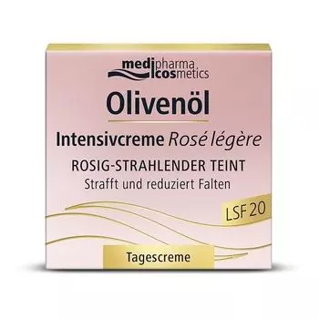 Крем для лица интенсив дневной легкий Роза LSF20 cosmetics Olivenol Medipharma/Медифарма 50мл