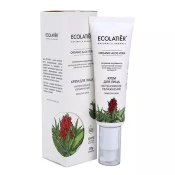 Крем для лица интенсивное увлажнение Organic aloe vera Ecolatier 50мл