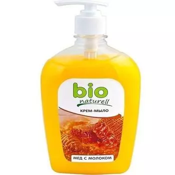 Крем-мыло жидкое с дозатором Мед с молоком Bio Naturell 500мл