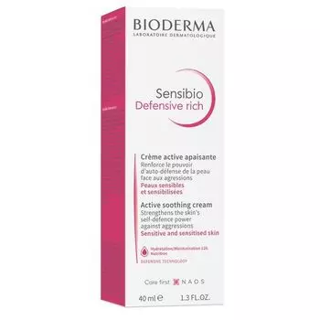 Крем для чувствительной кожи лица увлажняющий насыщенный Defensive Sensibio Bioderma/Биодерма 40мл