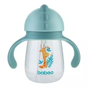 Кружка-поильник с трубочкой 260 мл. зеленая Safari 9 мес+ BABOO