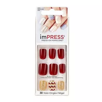 Лак твердый для маникюра короткая длина Согретые сердца imPRESS Manicure Accent Symphony Kiss 30шт