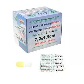 Лейкопластырь бактерицидный гипоаллергенный воздухопроницаемый на полимерной основе Strip SFM 7,2х1,9см 400шт