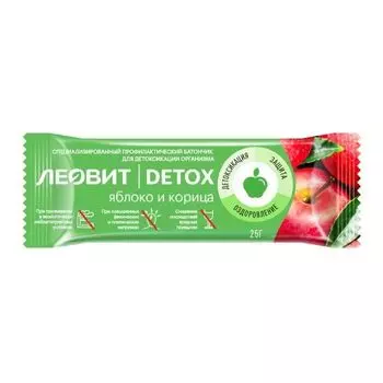 Леовит батончик детоксикационный с яблоком и корицей Detox 25г 1шт