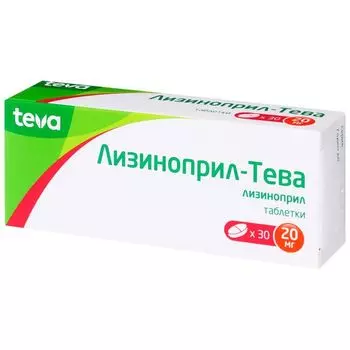Лизиноприл-Тева таблетки 20мг 30шт