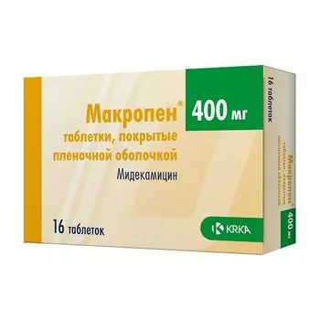 Макропен таблетки п/о плен. 400мг 16шт