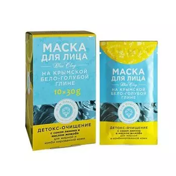 Маска детокс-очищение д/жирной комбинир. кожи на основе бело-голубой глины дом природы по 30г 10саше