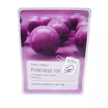 Маска для лица очищающая тканевая с коллагеном Pureness 100 collagen mask sheet TONYMOLY 21мл