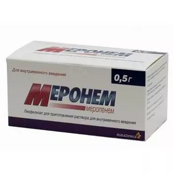 Меронем порошок для приг. раствора для в/в введ. 500мг 10шт