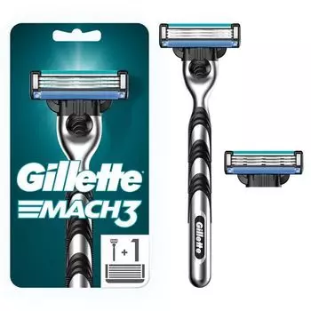 Станок для бритья с 2-мя сменными кассетами Mach3 Gillette/Жиллетт (6/13238619/13220258)