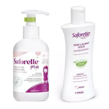Набор 1X Гель для интимной гигиены бережное очищение Saforelle/Сафорель 250мл + 1X Гель для интимной гигиены для детей от 2 лет Miss Saforelle/Сафорель 250мл