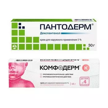 Набор 1X Комфодерм К крем для наружного применения 0,1% 15г + 1X Пантодерм крем для наружного применения 5% 30г