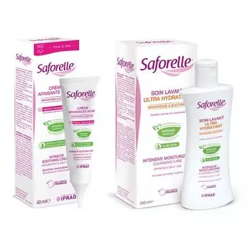 Набор 1X Крем-эмолент для интимной зоны увлажняющий Saforelle/Сафорель фл. 40мл + 1X Гель для интимной гигиены интенсивное увлажнение Saforelle/Сафорель фл. 250мл