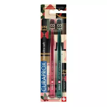 Щетка зубная ультрамягкая для взрослых Christmas Curaprox/Курапрокс 2шт (CS5460/2)