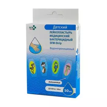 Набор Детский strip SFM: Лейкопластырь бактерицидный водонепроницаемый на полиуретановой основе 57х27мм 10шт
