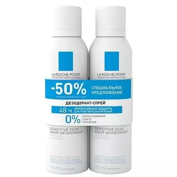 Дезодорант-спрей для чувствительной кожи 48ч La Roche Posay/Ля рош позе фл. 150мл 2шт (VRU08450)