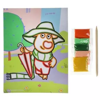 Набор для детского творчества: Аппликация из песка Оранжевая корова Мультиарт 17х23см (100SAND-ORCOW)