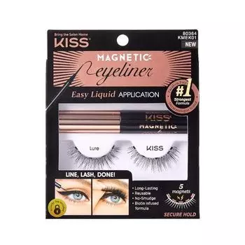 Набор магнитных накладных ресниц и подводки Lure Kiss KMEK01