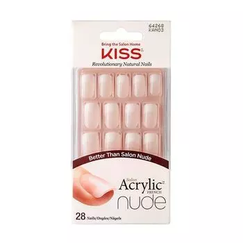 Набор накладных ногтей с клеем средней длины Шелковый кашемир Salon Acrylic French Nude Kiss 28шт