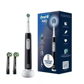 Набор Oral-B/Орал-би: Щетка зубная электрическая черная с зарядкой 3757 Pro 1 тип 3791+Насадка сменная черная CrossAction 2шт