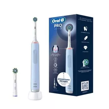 Набор Oral-B/Орал-би: Щетка зубная электрическая голубая с зарядкой 3757 Pro 3 тип 3772+Насадка сменная Pro CrossAction
