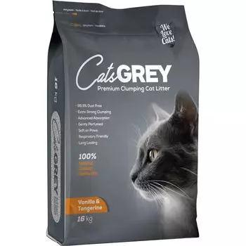 Наполнитель для кошачьего туалета с ароматом ванили и танжерина Vanilla&Tangerine Cat's Grey 16кг