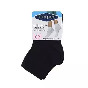 Носочки из хлопка с круглой резинкой черные Calzino isidora Pompea 1 пара