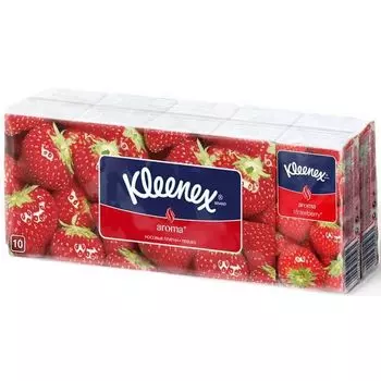 Носовые платочки Kleenex/Клинекс Клубника 10 шт. 10 упак.